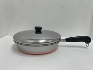 Sartén/sartén Revere Ware de 10" de acero inoxidable/revestida de cobre 6 tazas estante para cazar huevos furtivos - Imagen 1 de 10