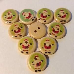 10 x 20mm Christmas buttons each showing a picture of Santa Claus. - Picture 1 of 1