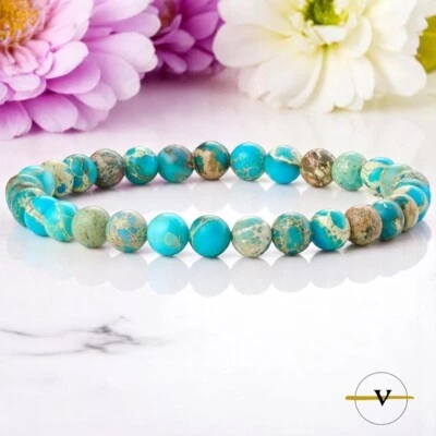 BRACCIALE UOMO DONNA JASPER PIETRE DURE NATURALI DIAMETRO PIETRE 6 MM ViP - Immagine 1 di 3