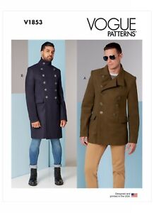 Vogue SEWING PATTERN V1853 Men's Double-Breasted Coat Sizes 34-40 Or 40-46