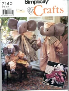 Cut Sewing Pattern Craft Stuffed Elephants in 2 sizes -size not stated & Clothes - Picture 1 of 2