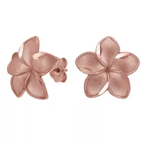 14k Rose Gold Hawaiian Plumeria Flower Earrings Small 1.2 grams - Picture 1 of 4