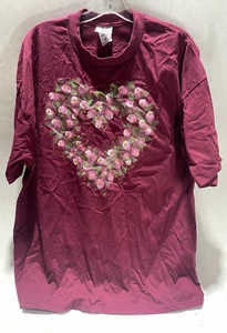 T-shirt vintage Jerzees Flower Heart taglia 2X - Foto 1 di 3