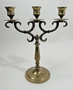 Brass? Candelabra Three Arm Taper Candle Holder 11" tall - Picture 1 of 9