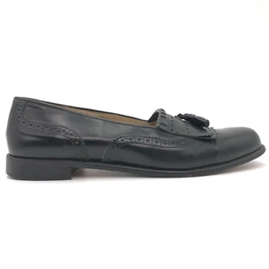 Daniele Ferradini Black Leather Kiltie Tassel Dress Loafers Mens 12 M - Picture 1 of 10