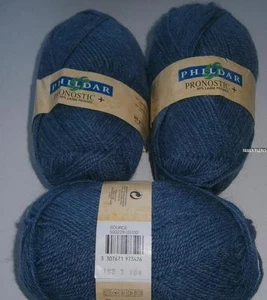 PHILDAR PRONOSTIC PLUS-LOT OF 3 BALLS-COLOR LIGHT JEAN DK.WEIGHT - Picture 1 of 1