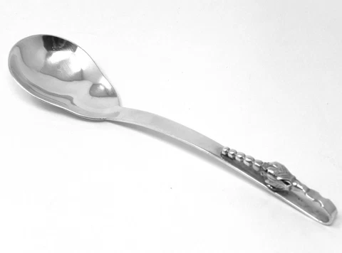 Mid Century Modernist F Ramirez Mexico BLOSSOM Sterling Silver Serving Spoon Cover