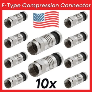 10 Pack F-Type Compression Connector for RG6 Coax Cable 360º Radial Compression - Picture 1 of 3