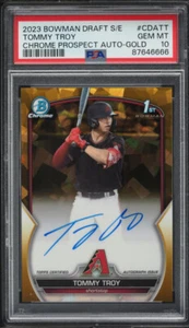 2023 Bowman Chrome Draft Sapphire TOMMY TROY #/50 Gold Refractor 1st Auto PSA 10 - Picture 1 of 2