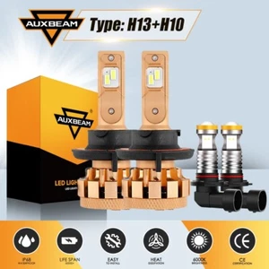 AUXBEAM F-16 Plus 6000K LED Headlight Bulb Kit H13+H10 Car Hi Low Beam&Fog Light - Picture 1 of 12