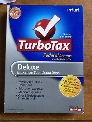 TurboTax Deluxe 2010 Windows y Mac CD Federal Foto 1 de 4