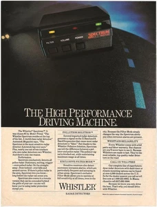 Vintage Print Ad Whistler Radar Detector - High Performance Driving Machine 1985 - Picture 1 of 5