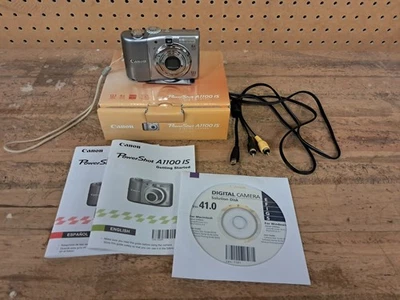 Canon PowerShot A1100 IS Digital Camera 12.1MP Silver - Image 1 of 4