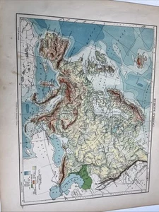 1902: Map Of Europe Physical & England & Wales WW #05 Antique Print - Picture 1 of 11