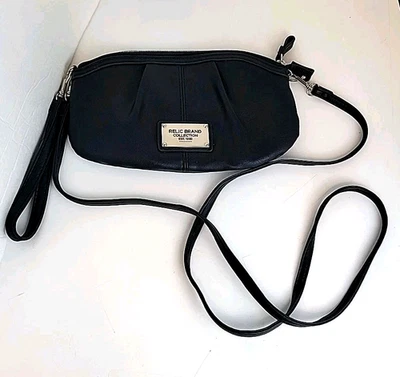 RELIC BRAND Black Faux Leather Shoulder/Crossbody/Wristlet Bag 9¼"L x 5½"H - New - Image 1 of 4