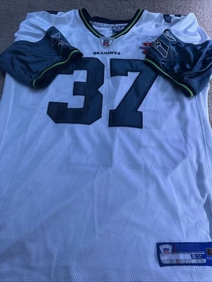Camiseta de Colección Auténtica Reebok Shaun Alexander Super Bowl XL #37 Talla 52 Blanca Foto 1 de 3