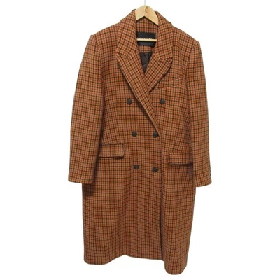 Abrigo Chester Tara Jarmon Cuadros Tweed Doble Pecho Talla 42 Naranja Mujer USADO Foto 1 de 4