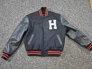 Vintage Stewart & Strauss Varsity Jacke Herren XL schwarz Bomber Letterman Mantel - Bild 1 von 7