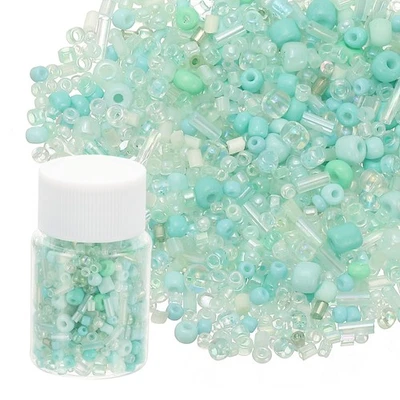 Paquete de 1200 cuentas de semillas de vidrio, cuentas de corneta de 1-4 mm/0,04-0,16 pulgadas [verde claro] Foto 1 de 4