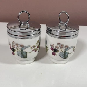2 Royal Worcester Egg Coddlers Vintage Porcelain Lavinia Blackberries Single Egg - Picture 1 of 9
