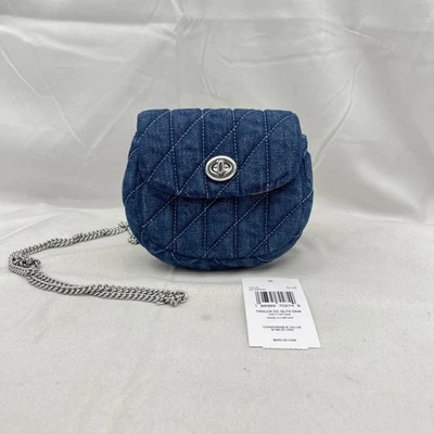 Estuche para tarjetas Coach Turn Lock acolchado denim CAL34 azul para mujer Foto 1 de 4