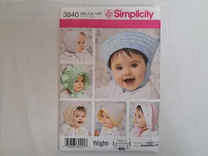 Simplicity Muster - Baby Hauben in 3 Größen (alle Größen enthalten) #3840 - ungeschnitten - Bild 1 von 7