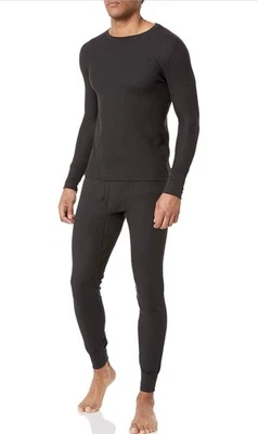 Fruit of the Loom Men's Thermal Waffle Sleep Set Base Layer Set Black Large - Image 1 of 4
