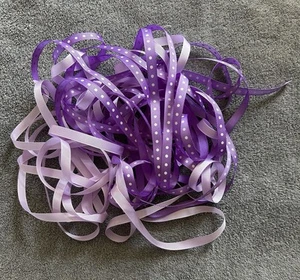New Big Lot Grosgrain Korker Ribbon 3/8” Light Purple Dot - Picture 1 of 1