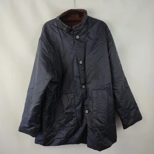 Womens Navy Blue Long Jacket Size Large Button Up Padded Coat - Picture 1 of 6