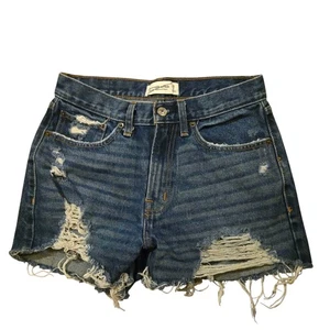 Y2K Abercrombie & Fitch Mid Rise Boyfriend Shorts 25/0 Distressed Grunge - Picture 1 of 9