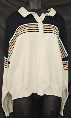 Volcom Sweater Womens Xl Ocean Dweller Black White Stripes - Image 1 of 4