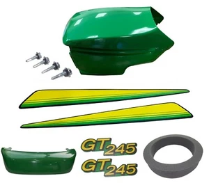 New Upper & Lower Hood/Bumper/Foam Isolator/LH&RH Stickers Fits John Deere GT245 - Picture 1 of 10