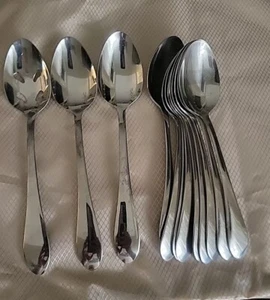 12 Pcs - 3 Serving Spoons & 9 Oval Soup Spoons Cambridge Silversmiths SIENNA - Picture 1 of 3