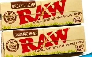 RAW Organic 1 1/4 Rolling Paper - 2 PACKS - 1.25 Natural Cigarette Papers   - Picture 1 of 1