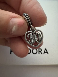 New PANDORA Charm Sterling Silver ALE S925 CELEBRATE 30 YEARS 791287CZ with CZ - Picture 1 of 7