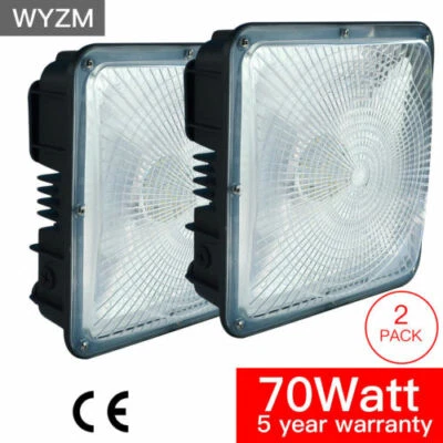 Lámpara de techo premium LED con dosel para estacionamiento garaje gasolinera 70W 5500K DLC Foto 1 de 4