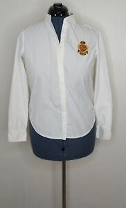 Polo Ralph Lauren Womens Crest Crown White Dress Shirt Size M Equestrian Club