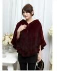 Unique Real Knitted Mink Fur Shawl/Wraps/Cape Hoody Poncho Coffee/Black/Red Flqp