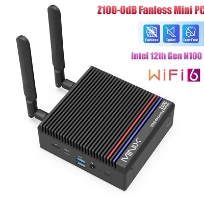 MINIX Z100 Fanless Mini PC, Intel N100 16GB 512GB SSD Win 11 WiFI6 Desktop 4K HD - Image 1 of 4