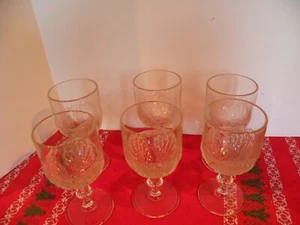 Antique 1881 Duncan Miller pressed glass Shell & Tassel goblets SIX available - Picture 1 of 12