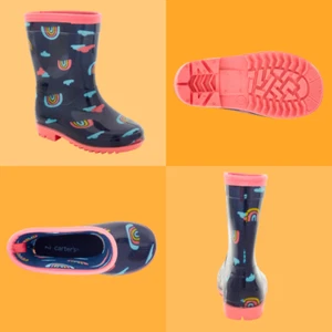 Carter's Toddler Girl Rainbow Rain Boots Size 7, 12 waterproof NEW - Picture 1 of 2