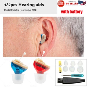 MiNi Digital Invisible Hearing Aid CIC Small Sound Voice Amplifier Enhancer US - Picture 1 of 22