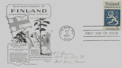 U.S. FIRST DAY FINLAND.    Scott # 1334  ( inventory # Z909 ) - Image 1 of 2