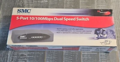 SMC Networks 5-Port 10/100Mbps Dual Speed Switch (SMC-EZ6505TX) MDIX-MDI, NEW - Image 1 of 4