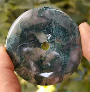 Hermoso colgante circular de cuarzo de ágata acuática natural 49 g curación - Imagen 1 de 11