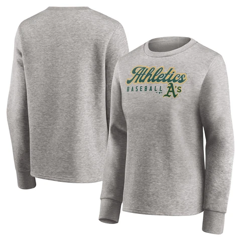 Women's Fanatics Branded Heathered Gray Oakland Athletics Crew Pullover Sweater Cover