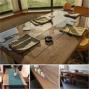 PVC Clear Transparent Table Protector Cover 1.5mm Thick Vinyl PVC Tablecloth - Picture 1 of 11
