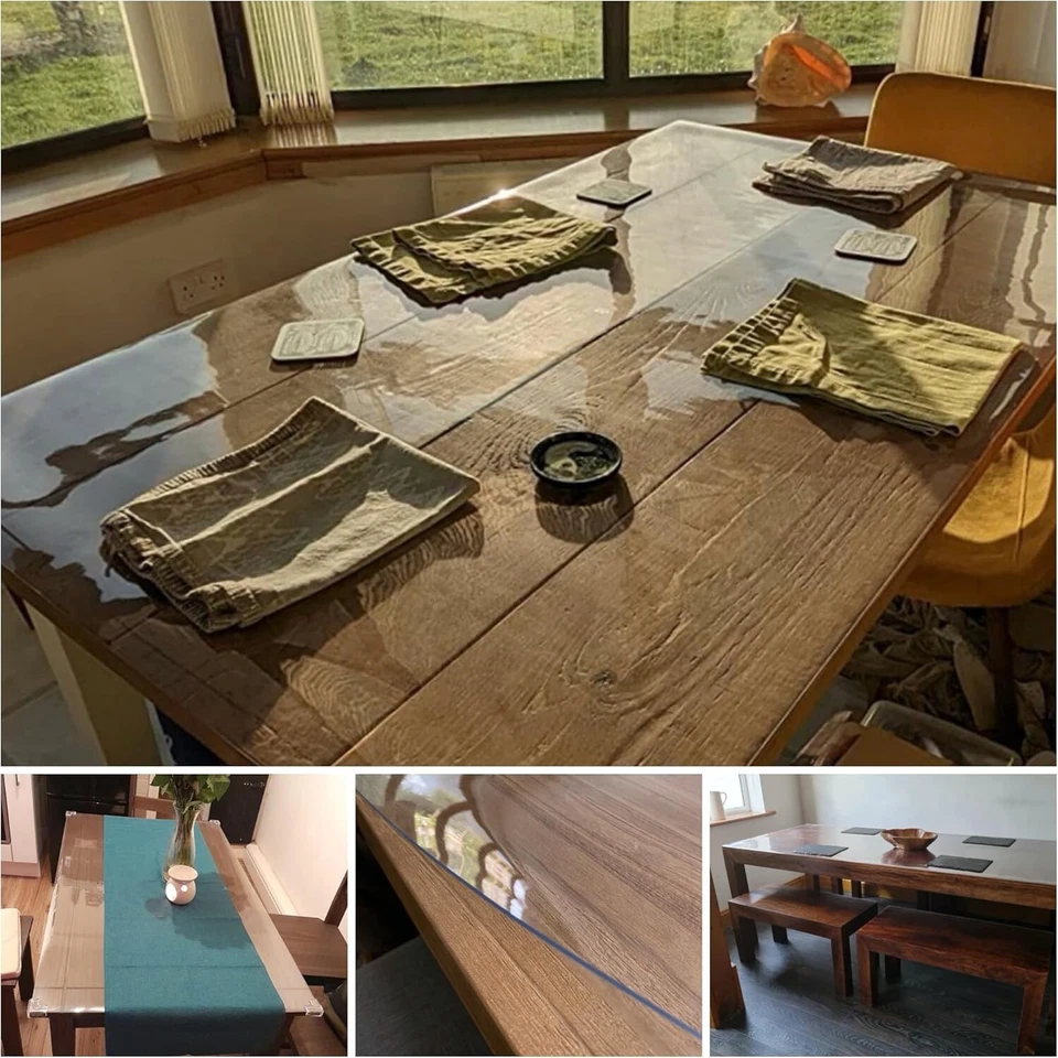 PVC Clear Transparent Table Protector Cover 1.5mm Thick  Vinyl PVC Tablecloth - Image 1 of 4