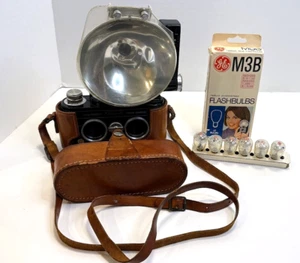 Cámara estéreo View-Master vintage con accesorio de flash y bombillas de flash - SIN PROBAR - Imagen 1 de 23