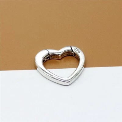 925 Sterling Silver Love Heart Lobster Push Clasp for Bracelet Necklace - Image 1 of 4